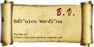Bénics Veréna névjegykártya